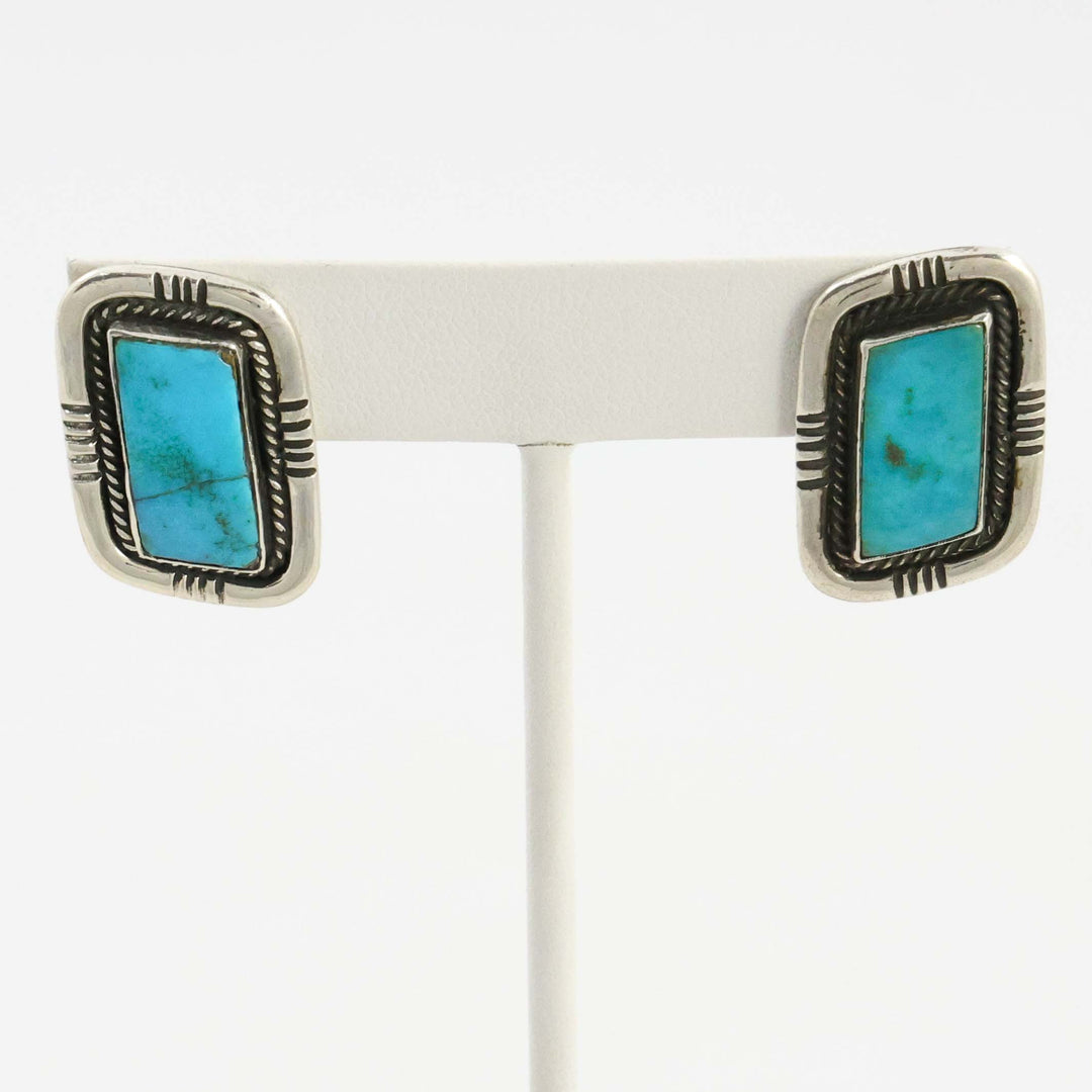 1940s Blue Gem Turquoise Earrings