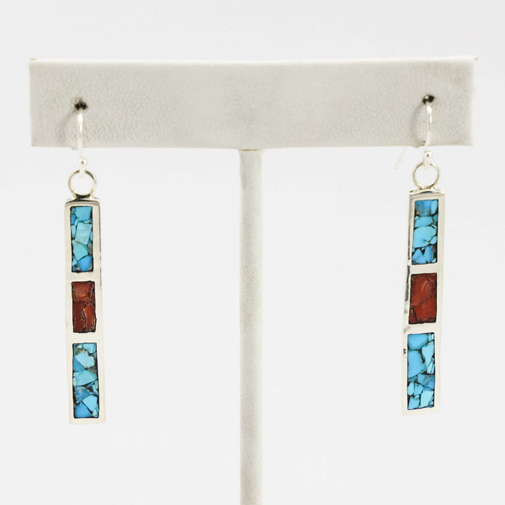 Turquoise and Coral Earrings