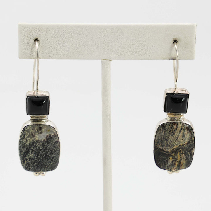 Onyx and Marble Earrings