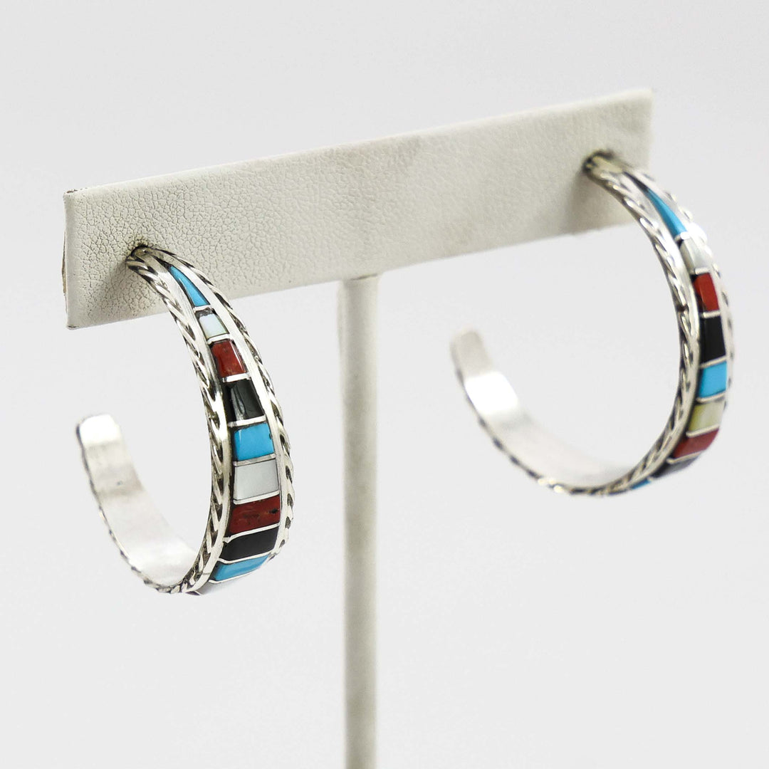 Multi-Stone Hoop Earrings