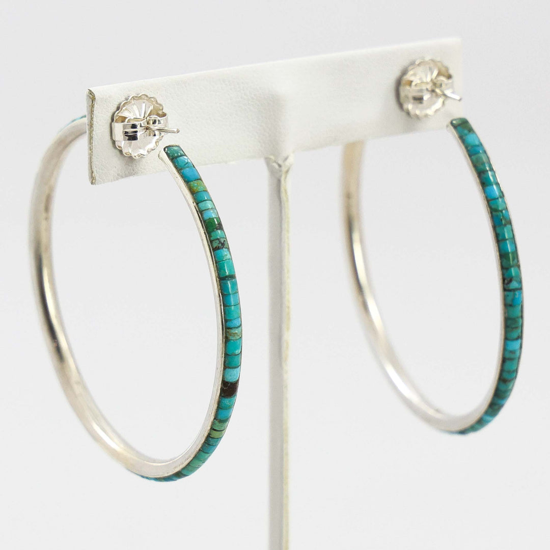 Turquoise Inlay Hoop Earrings