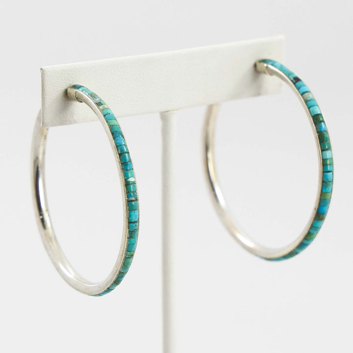 Turquoise Inlay Hoop Earrings