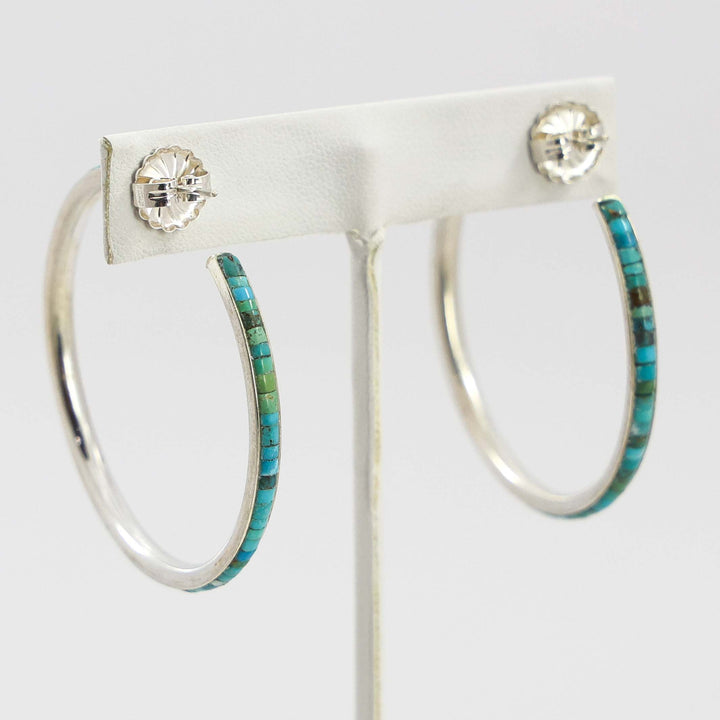 Turquoise Inlay Hoop Earrings