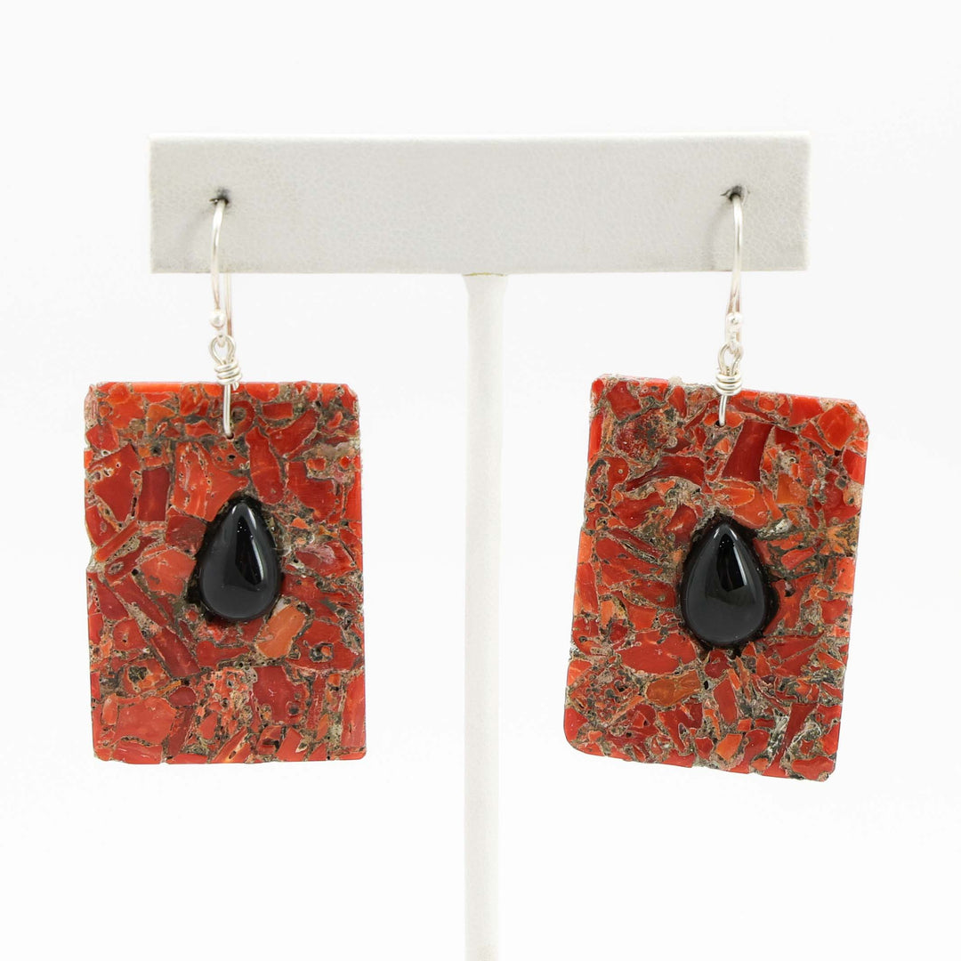 Coral and Jet Earrings