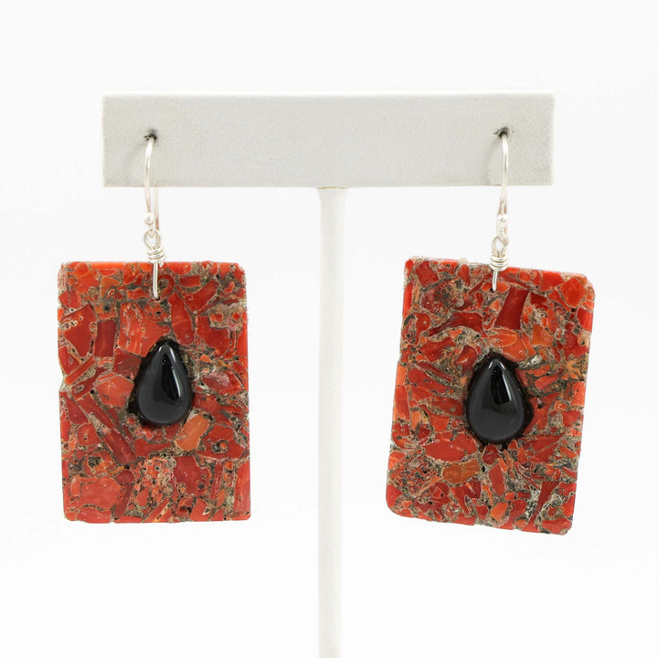 Coral and Jet Earrings