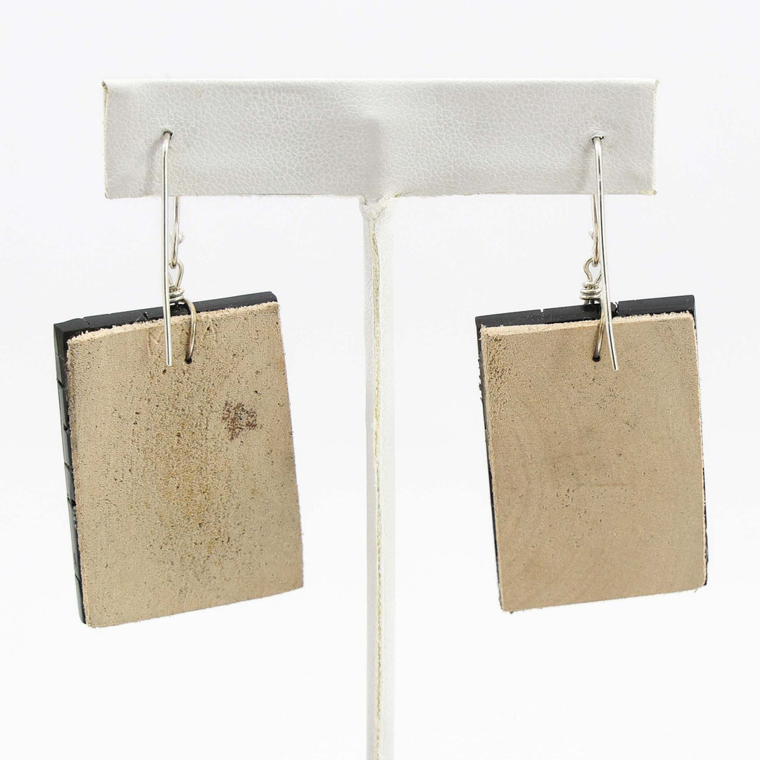 Jet and Spiny Oyster Earrings