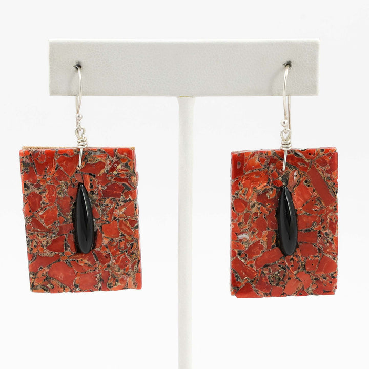 Coral and Jet Earrings