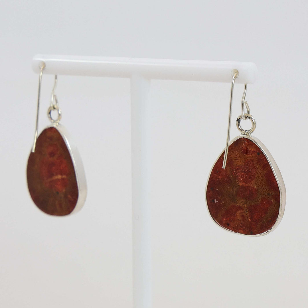 Apple Coral Slab Earrings