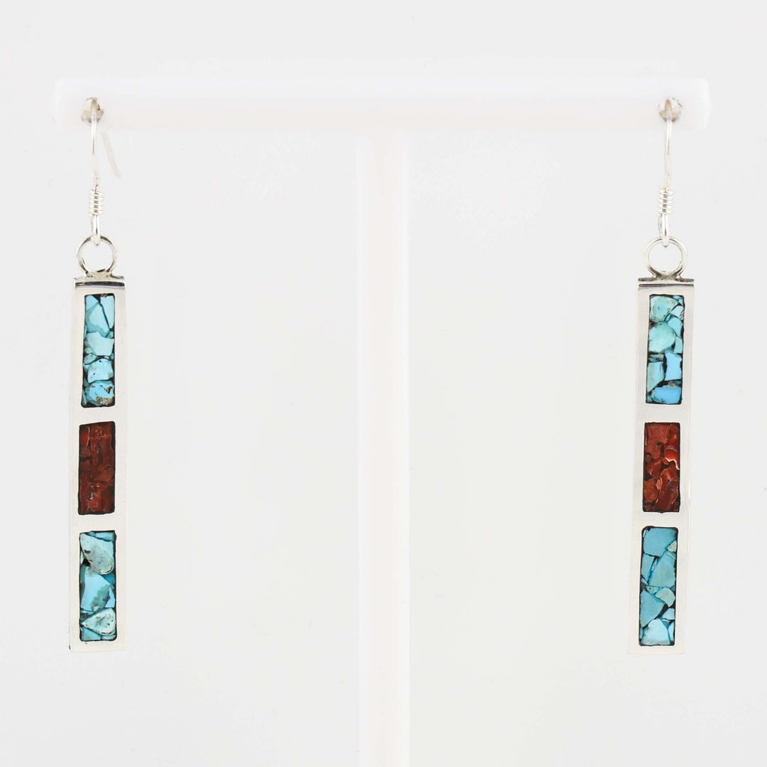 Turquoise and Coral Earrings
