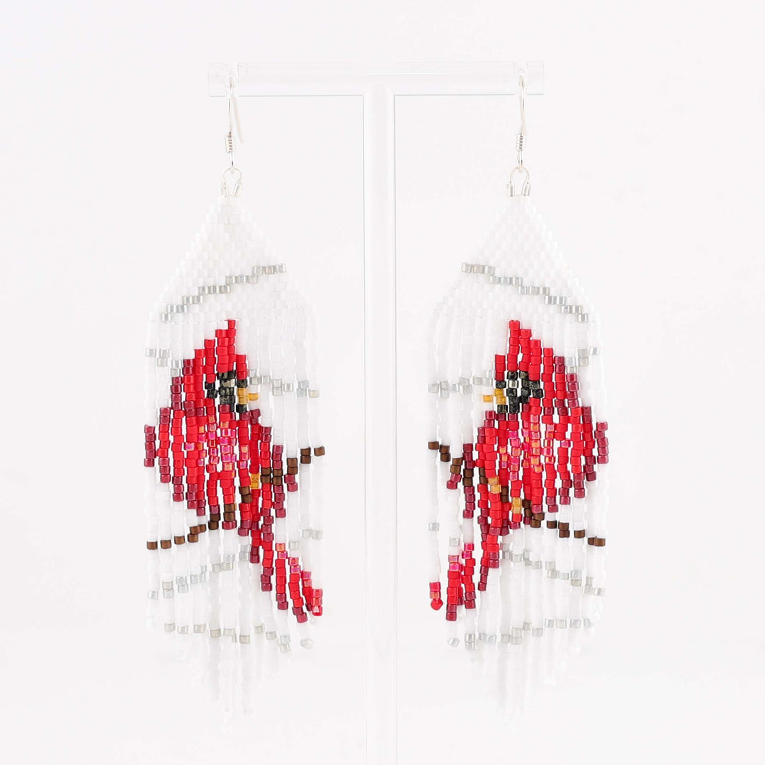 Red Cardinal Bead Earrings