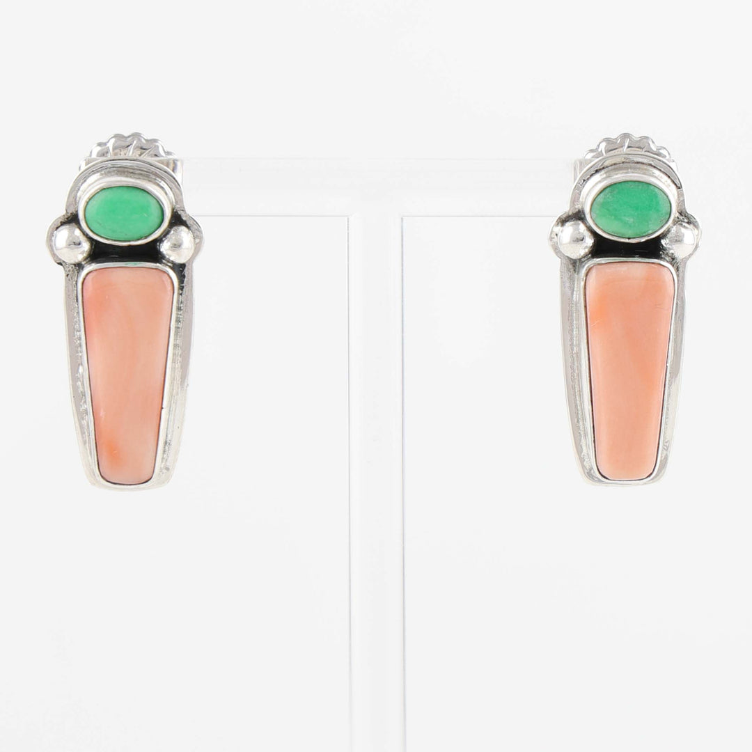 Variscite and Coral Earrings