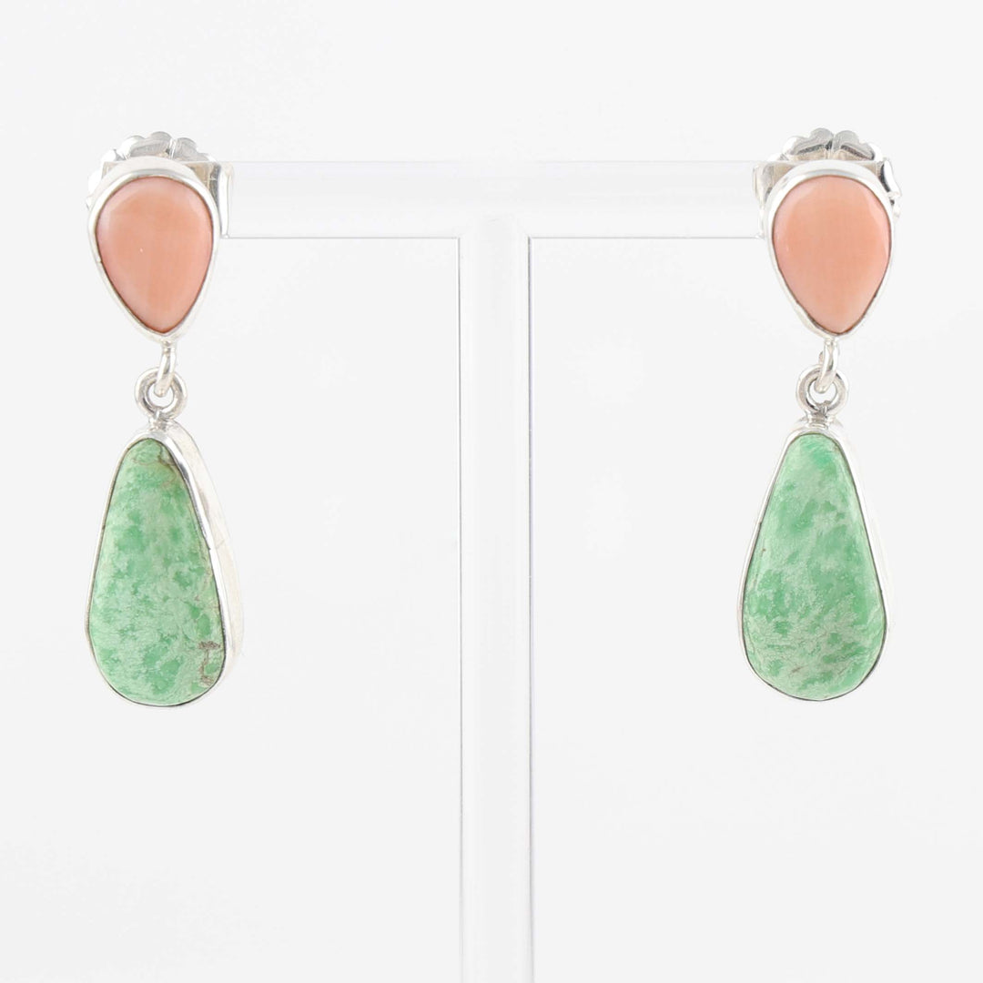 Angel Coral and Variscite Earrings