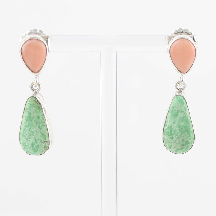 Angel Coral and Variscite Earrings