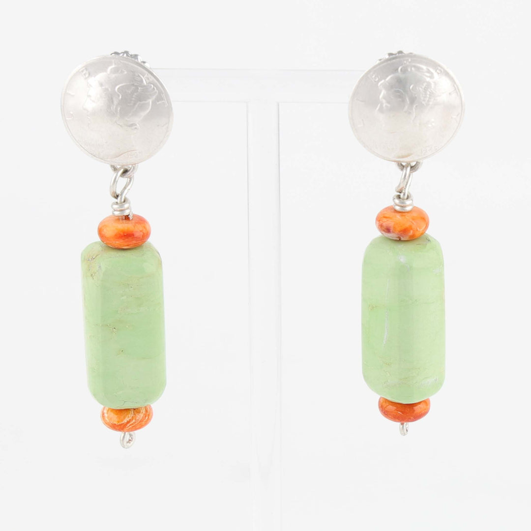 Gaspeite and Spiny Oyster Earrings