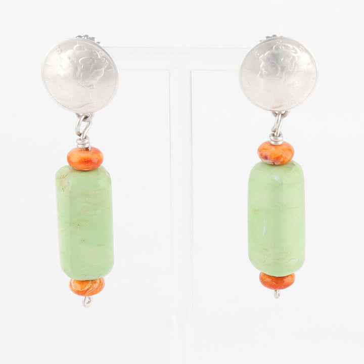 Gaspeite and Spiny Oyster Earrings