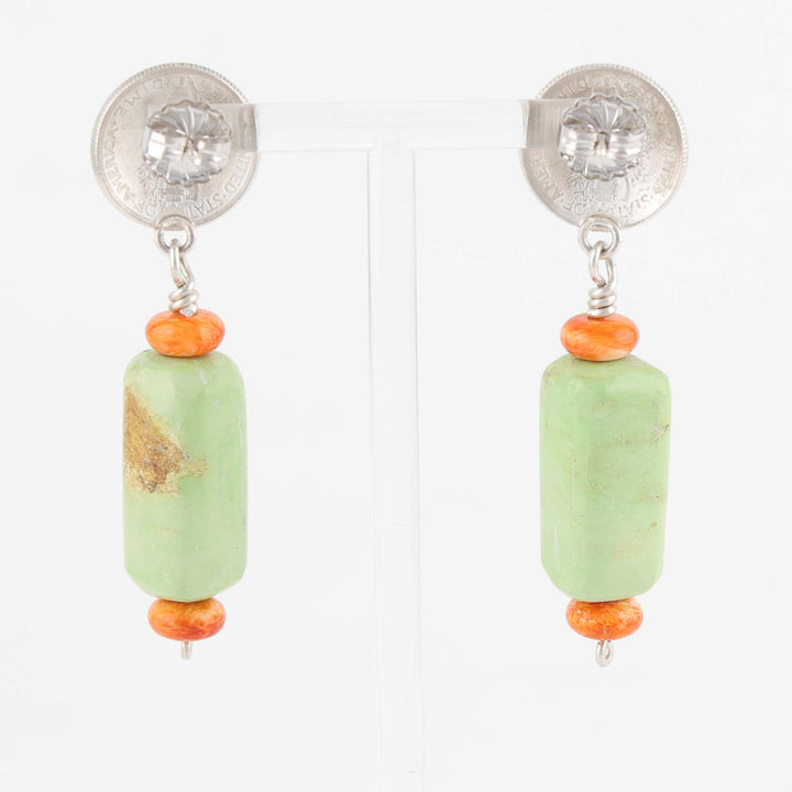 Gaspeite and Spiny Oyster Earrings