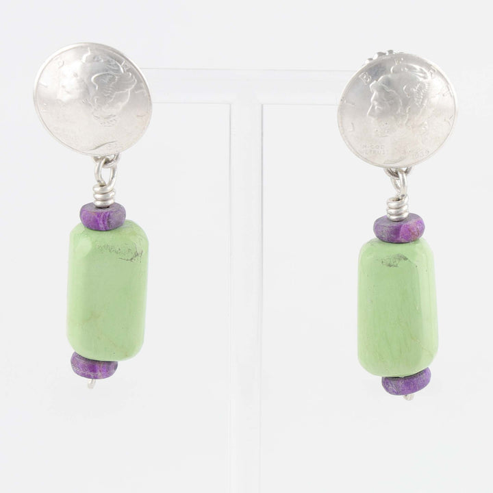 Gaspeite and Sugilite Earrings