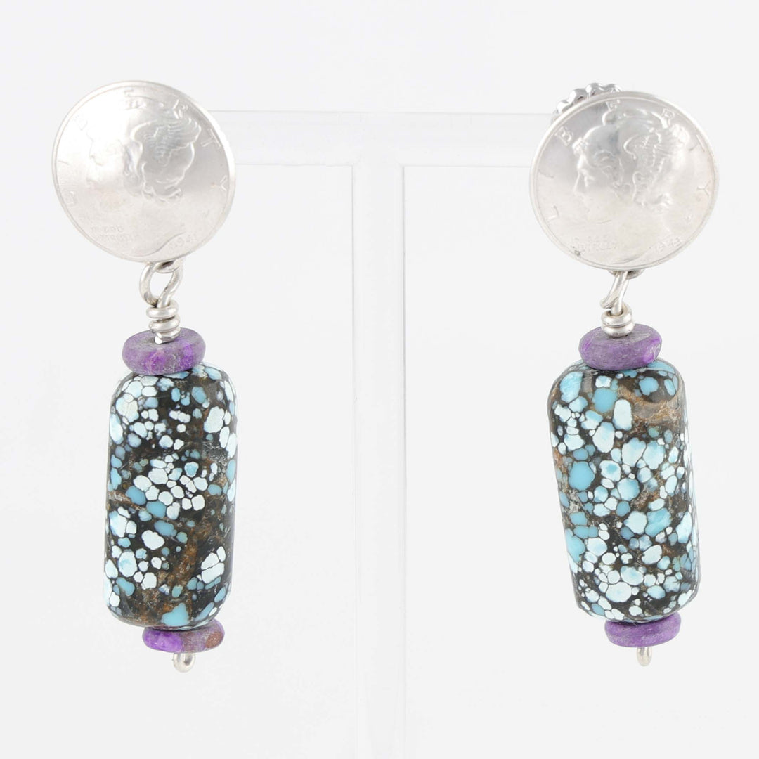 Turquoise and Sugilite Earrings