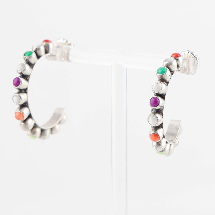 Multi-Stone Hoop Earrings