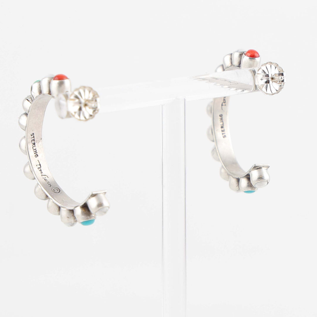 Multi-Stone Hoop Earrings