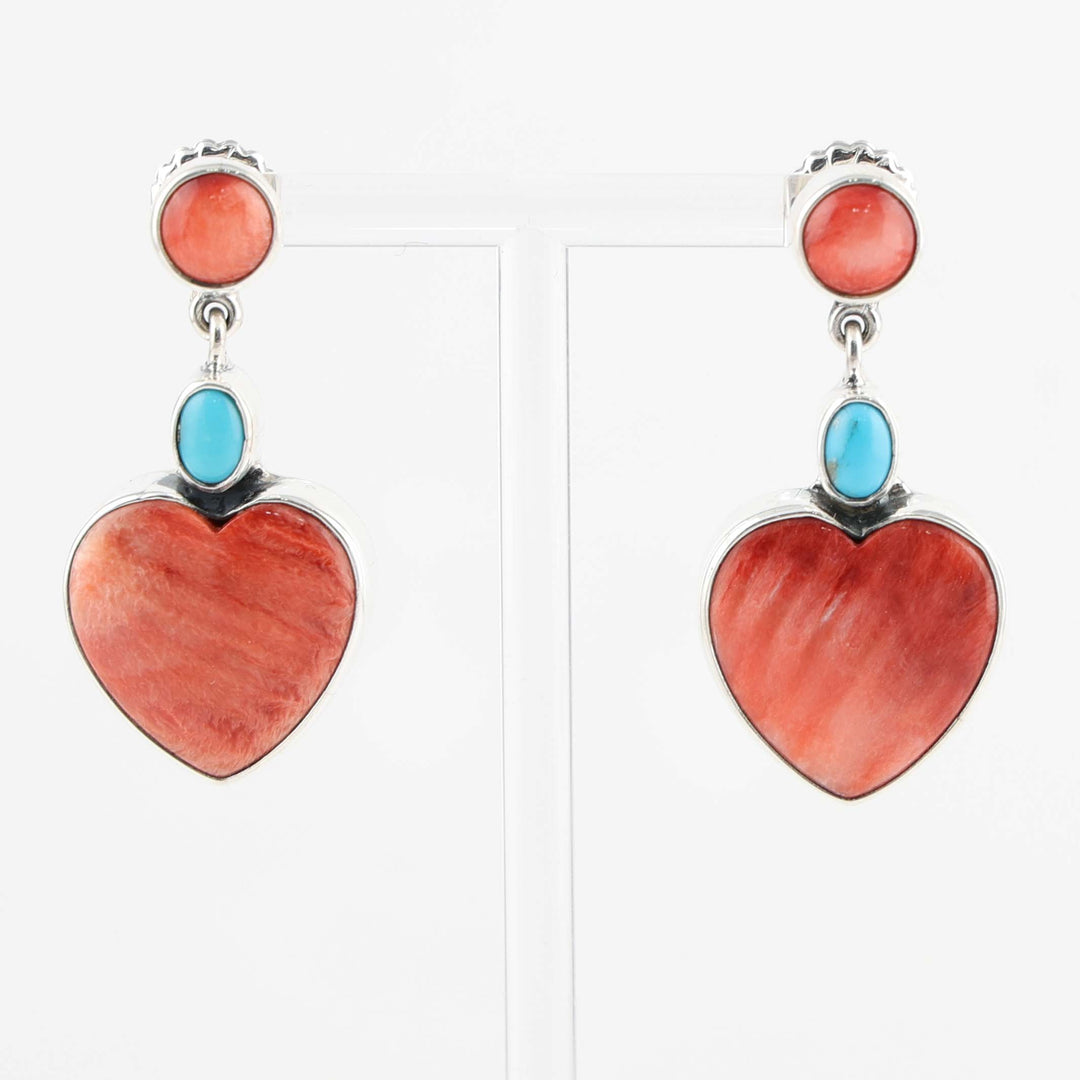 Spiny Oyster and Turquoise Earrings