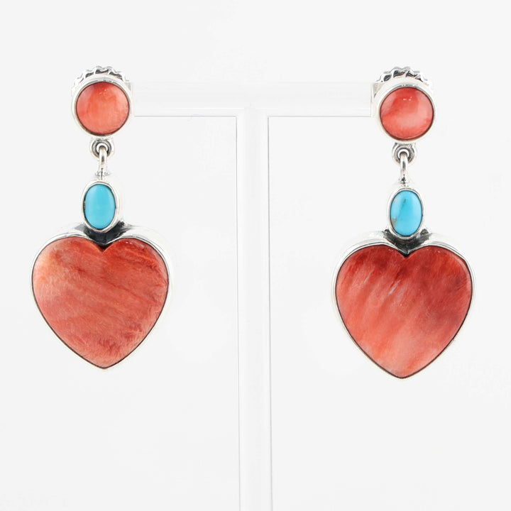 Spiny Oyster and Turquoise Earrings