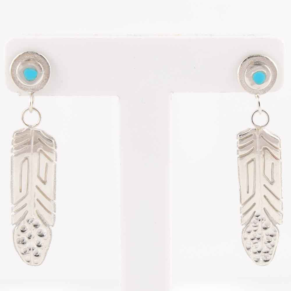 Turquoise Feather Earrings