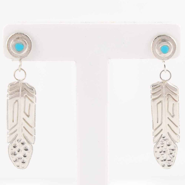 Turquoise Feather Earrings