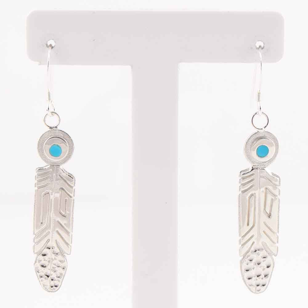 Turquoise Feather Earrings
