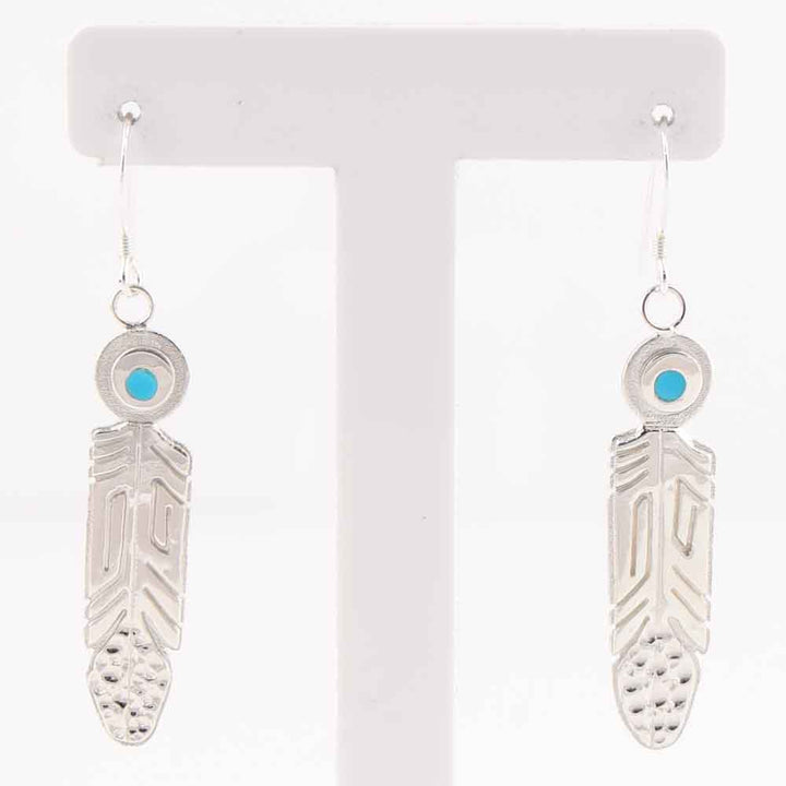 Turquoise Feather Earrings