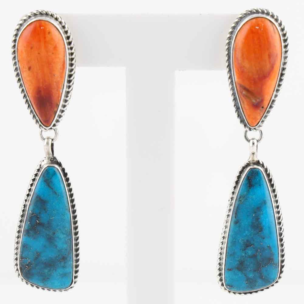 Spiny Oyster and Turquoise Earrings