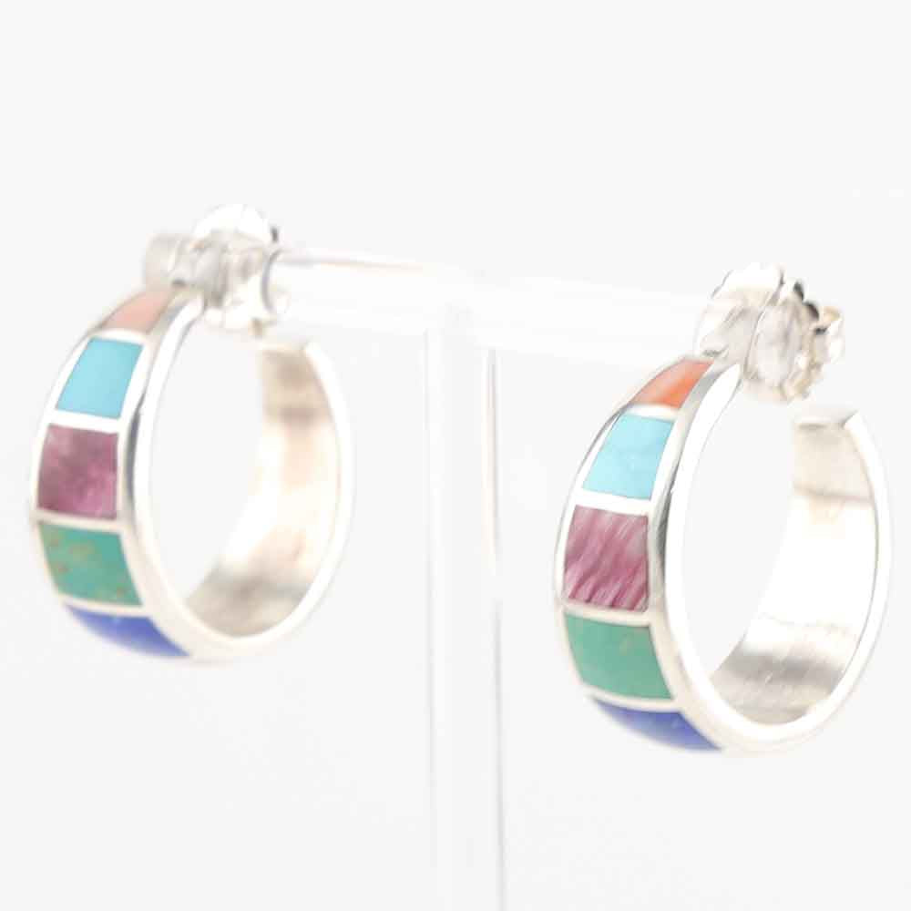 Multi-Stone Hoop Earrings