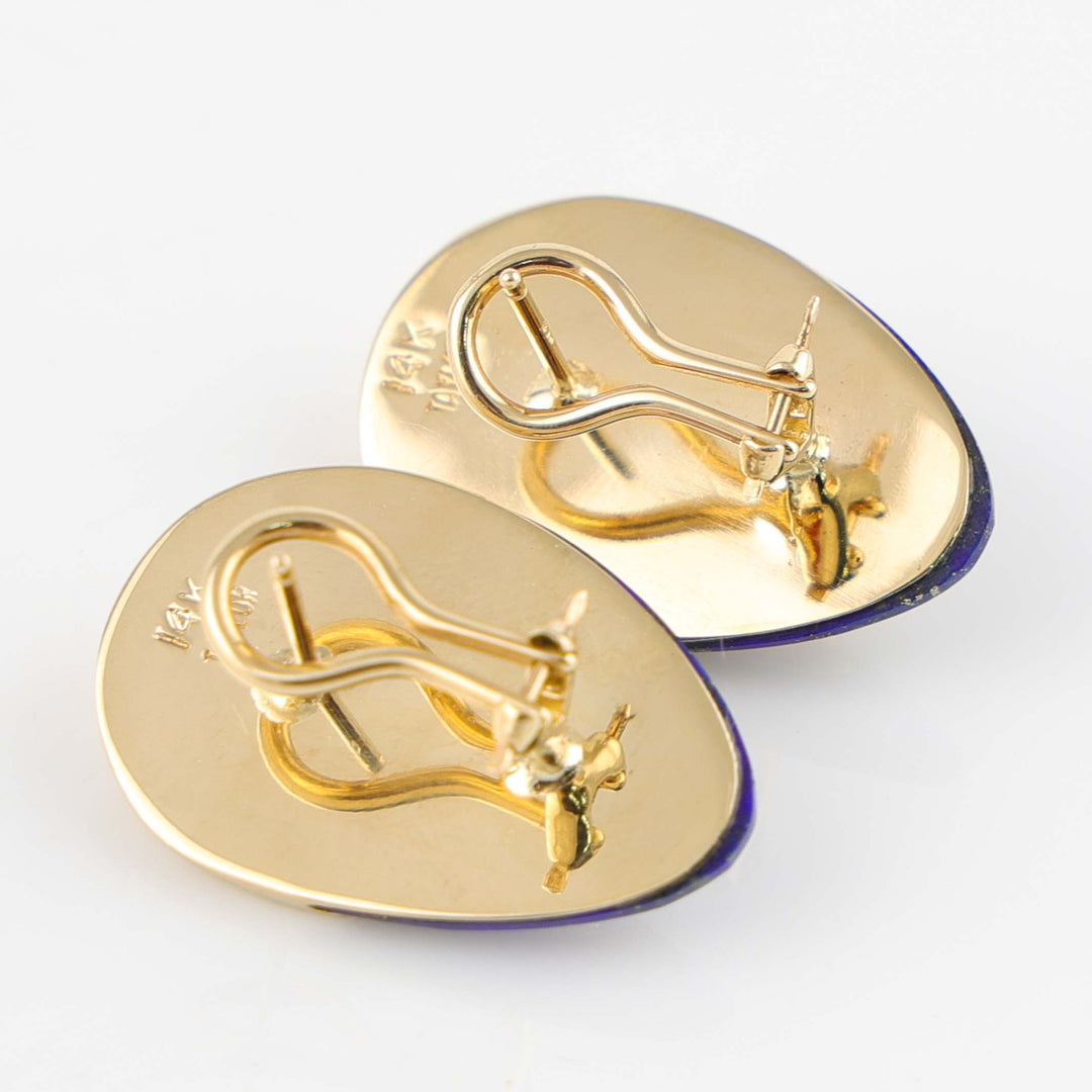 Coral and Lapis Gold Earrings