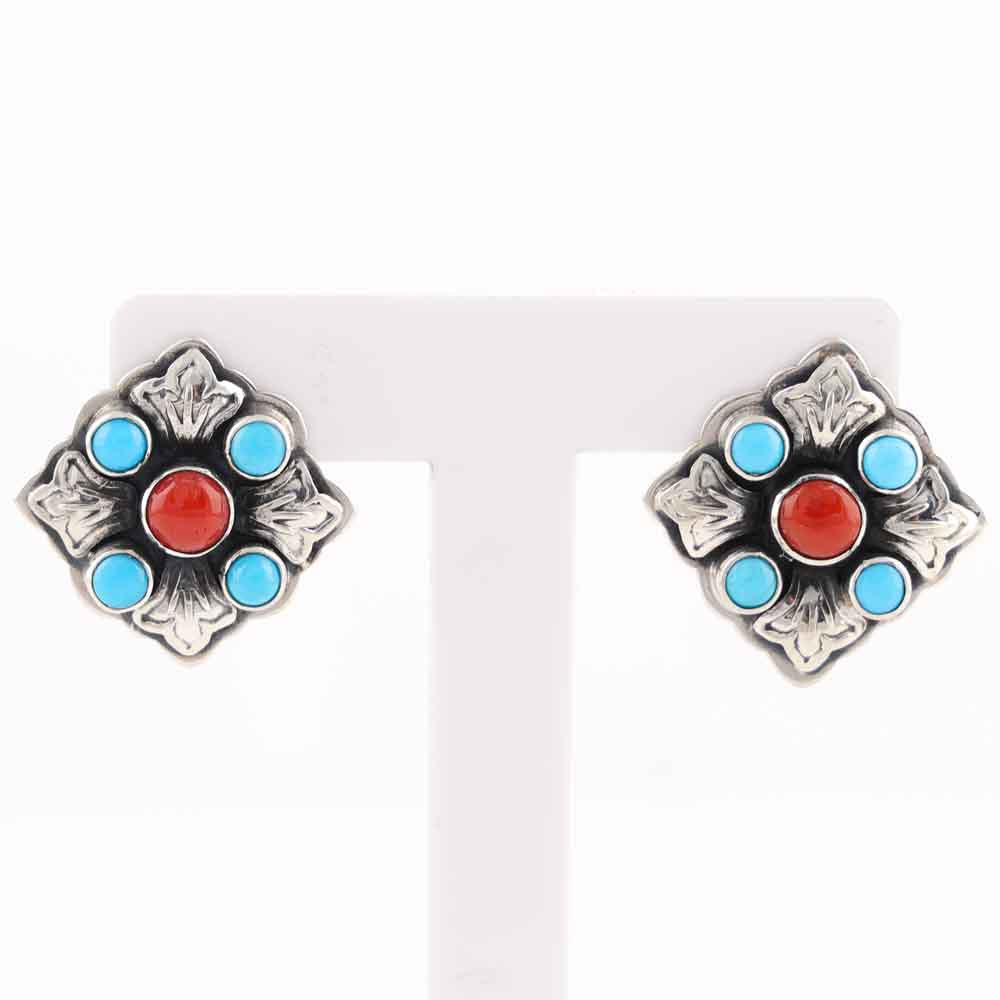 Turquoise and Coral Earrings