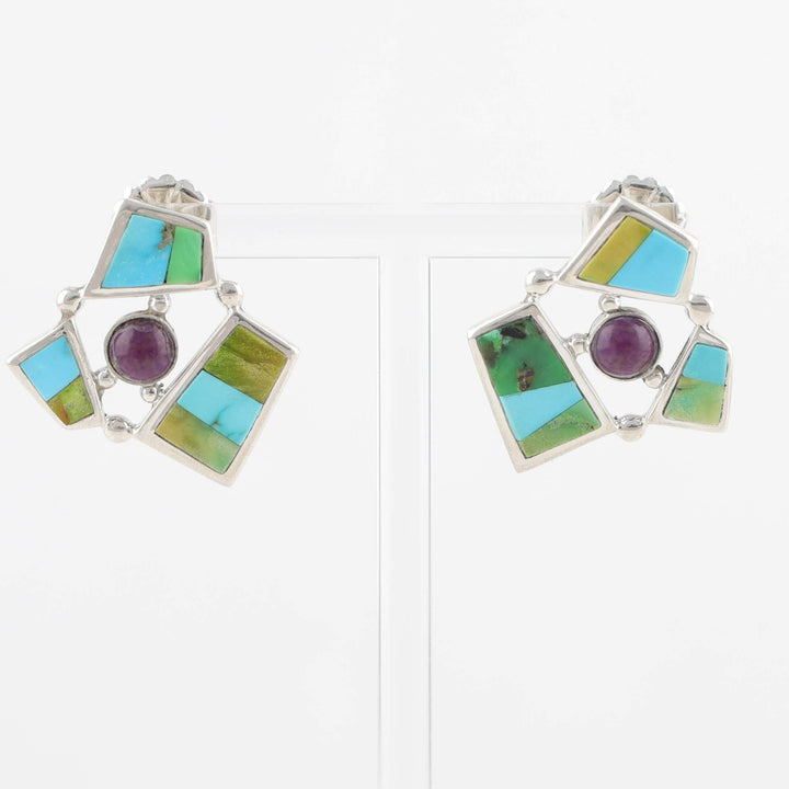 Turquoise and Sugilite Earrings