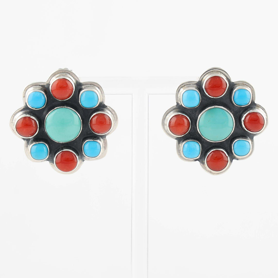 Turquoise and Coral Earrings
