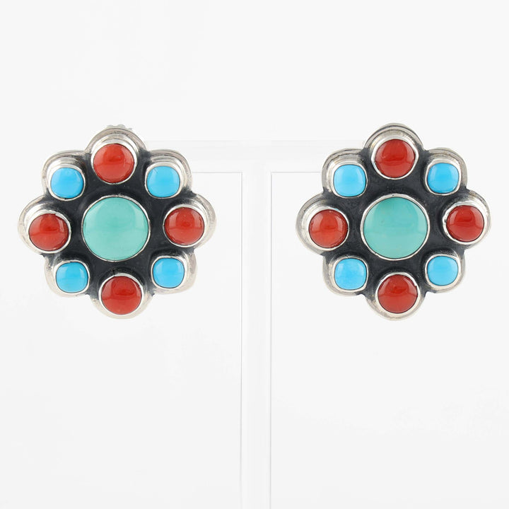 Turquoise and Coral Earrings