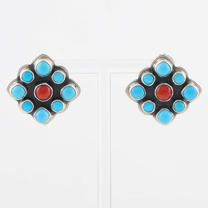 Turquoise and Coral Earrings