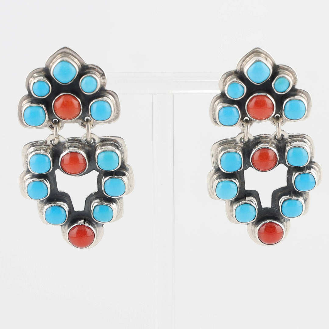 Turquoise and Coral Earrings