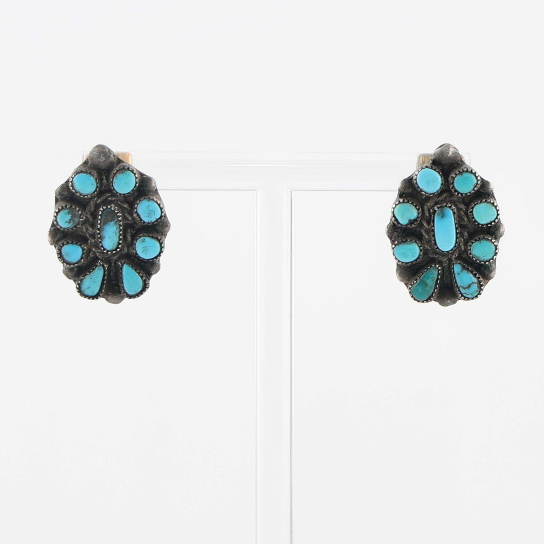 1960s Zuni Turquoise Cluster Earrings