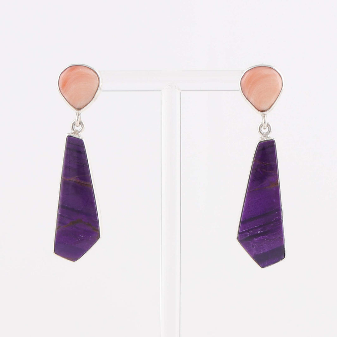 Coral and Sugilite Earrings