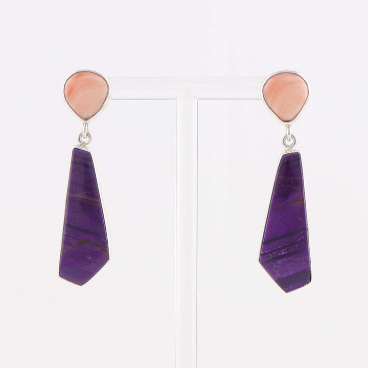 Coral and Sugilite Earrings
