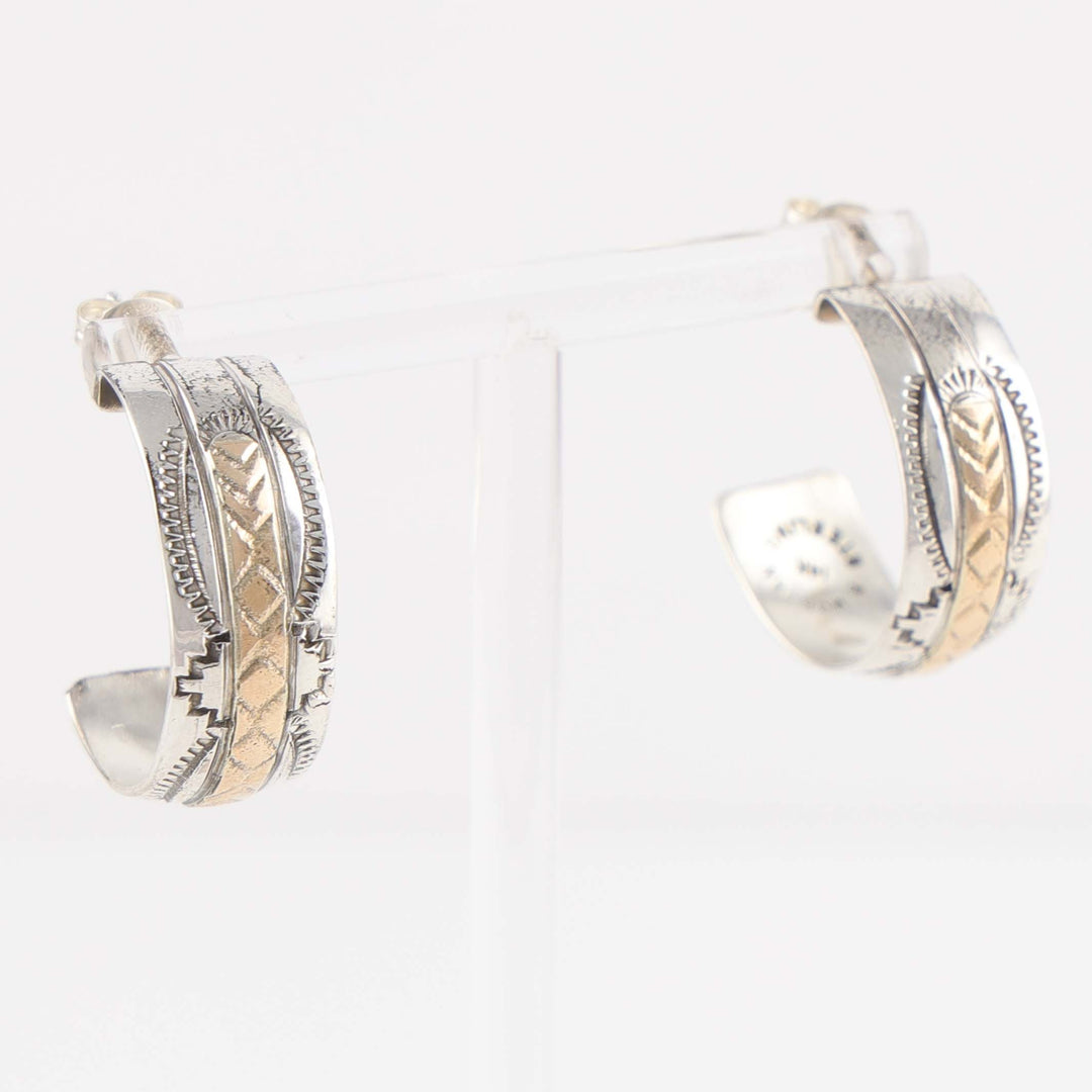 Gold on Silver Hoop Earrings