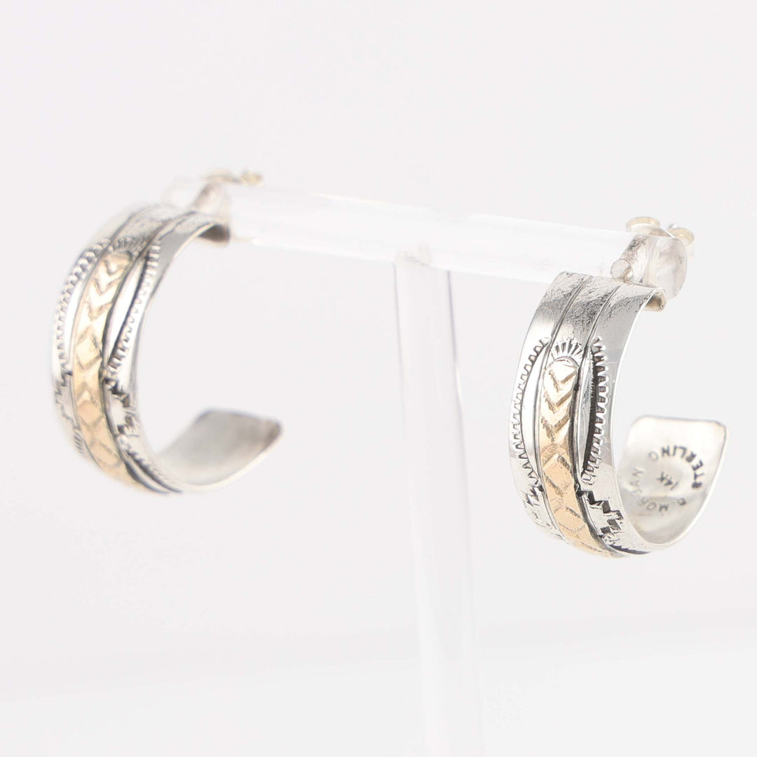 Gold on Silver Hoop Earrings