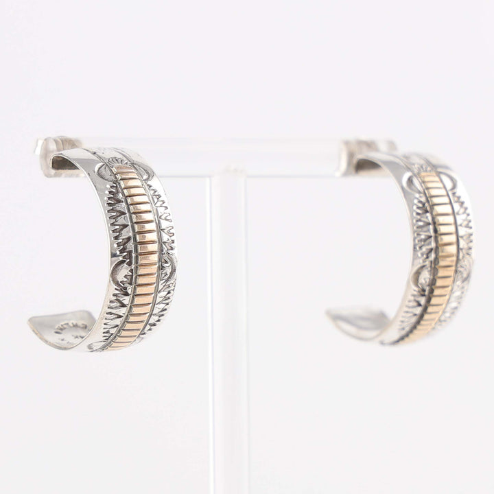 Gold on Silver Hoop Earrings