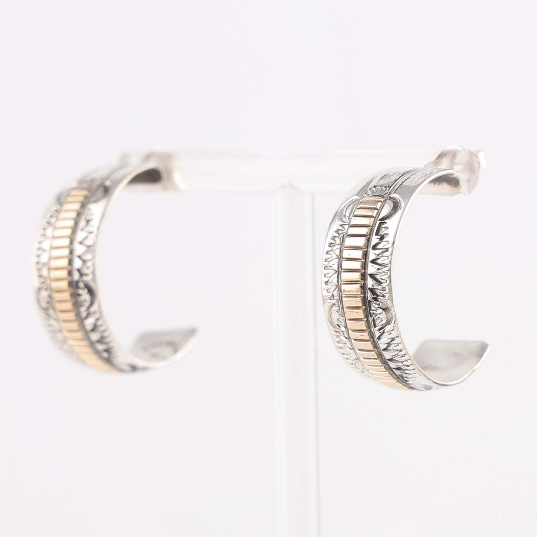 Gold on Silver Hoop Earrings