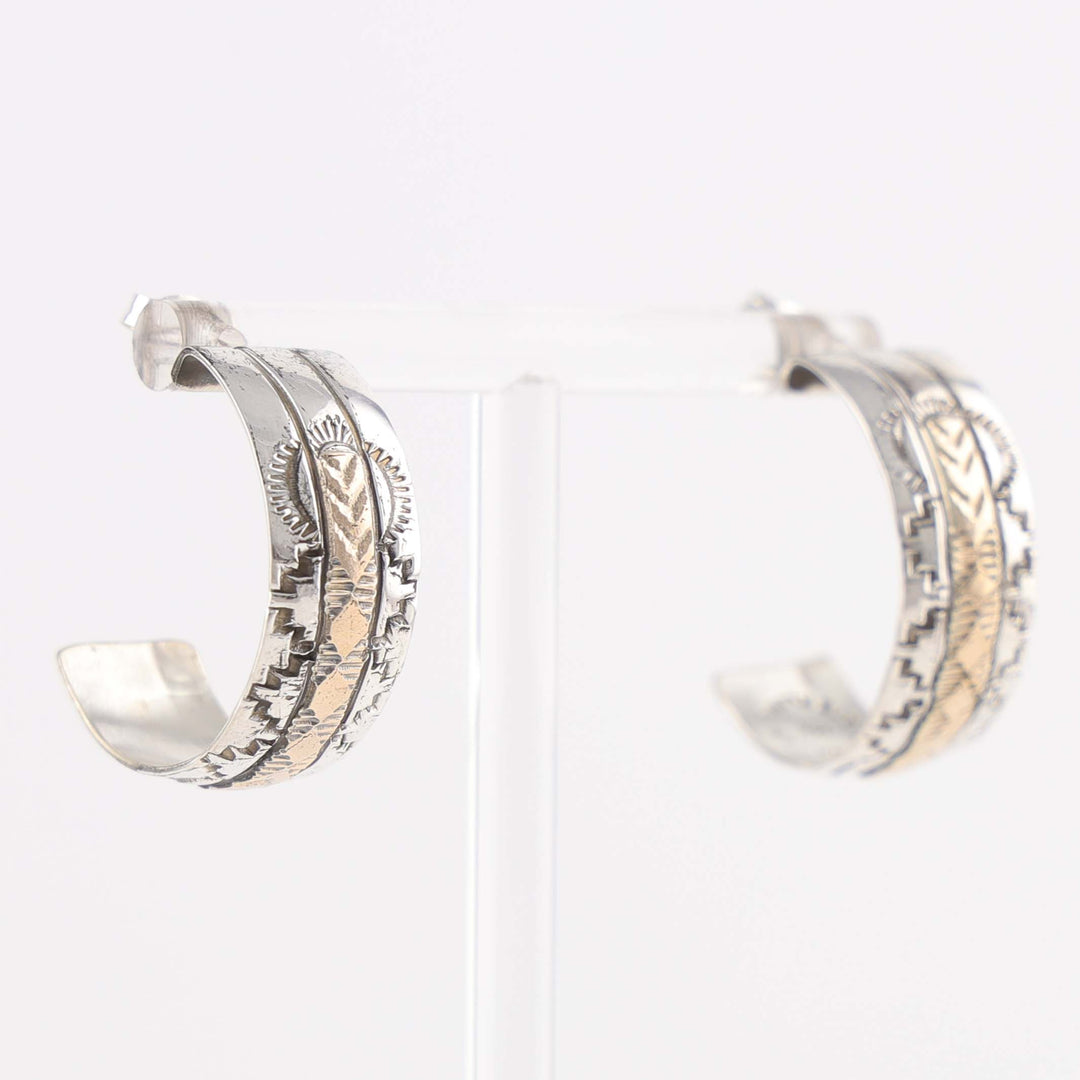 Gold on Silver Hoop Earrings
