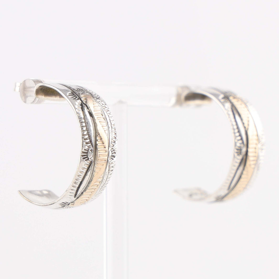 Gold on Silver Hoop Earrings