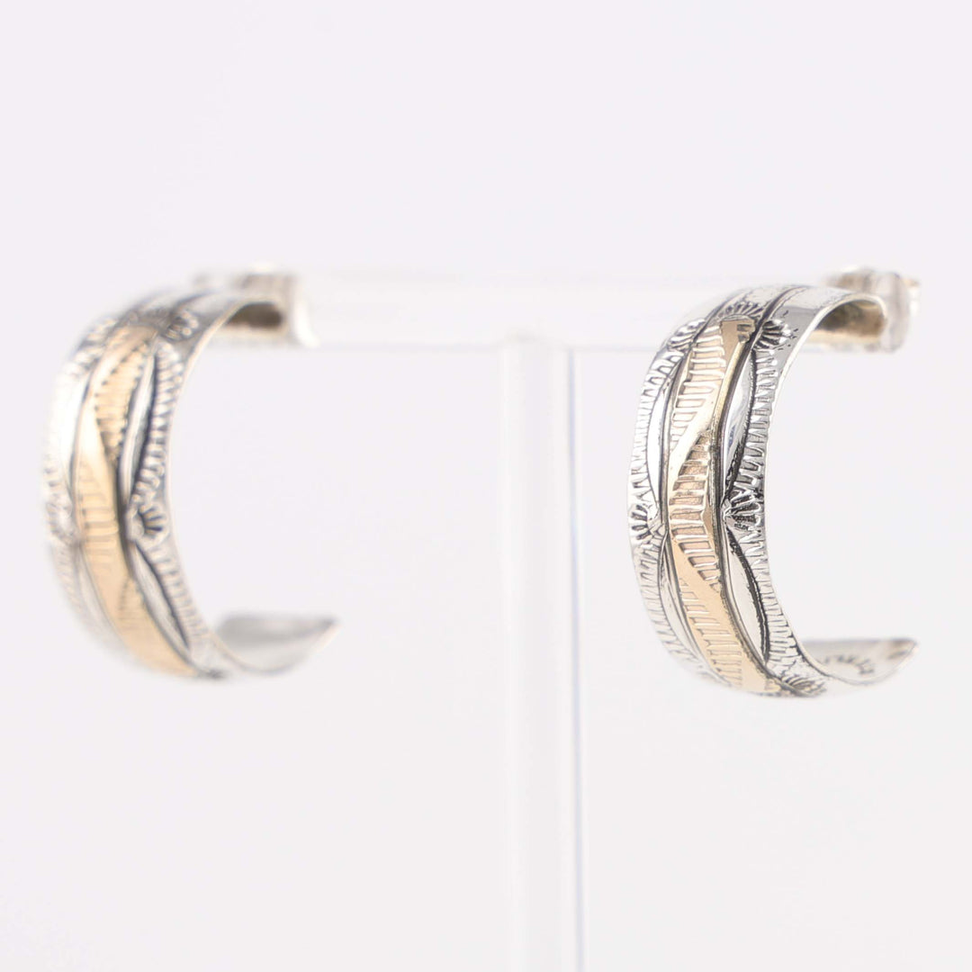 Gold on Silver Hoop Earrings