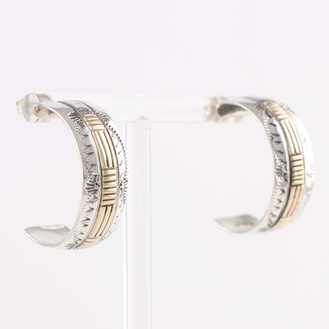 Gold on Silver Hoop Earrings